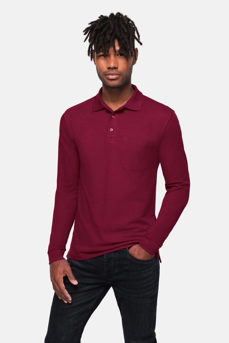 NO.817 - HAKRO Pocket-Longsleeve-Polo MIKRALINAR® ECO